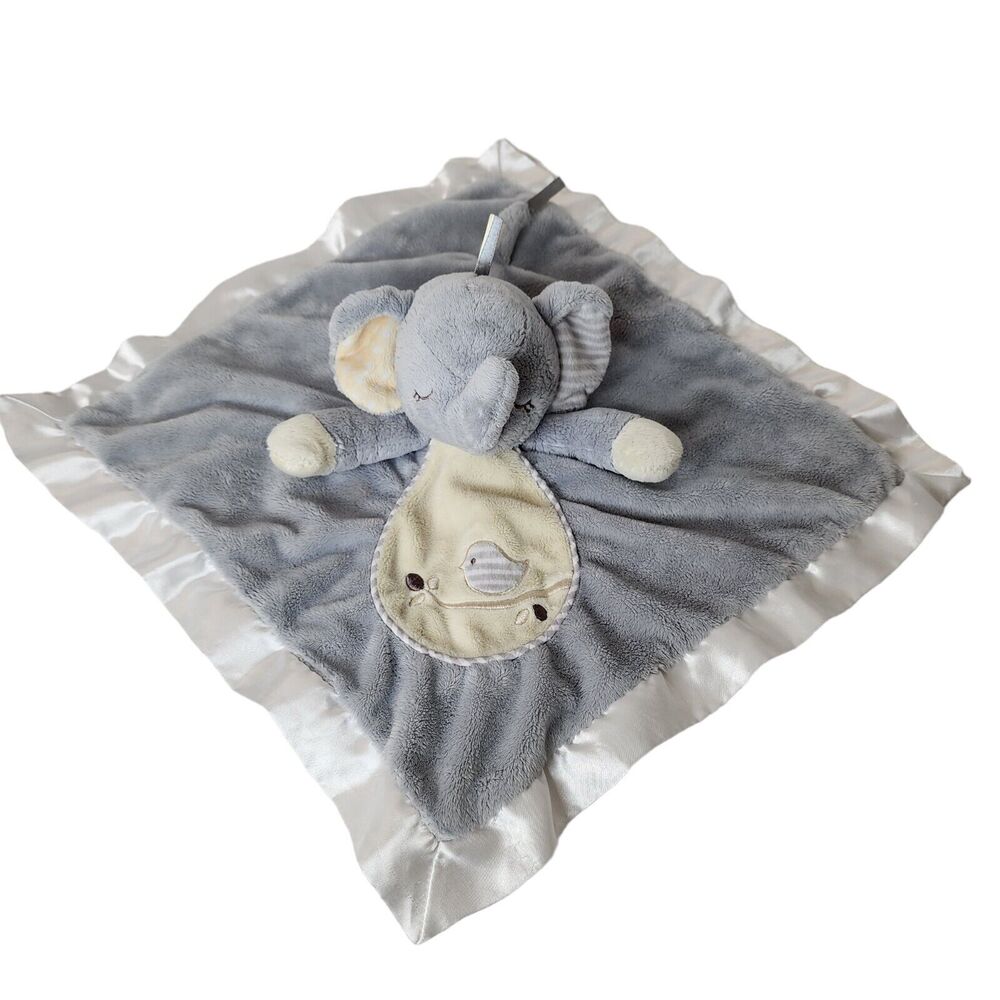 Douglas Baby Grey Yellow Elephant Plush Lovey Security Blanket Satin Edging